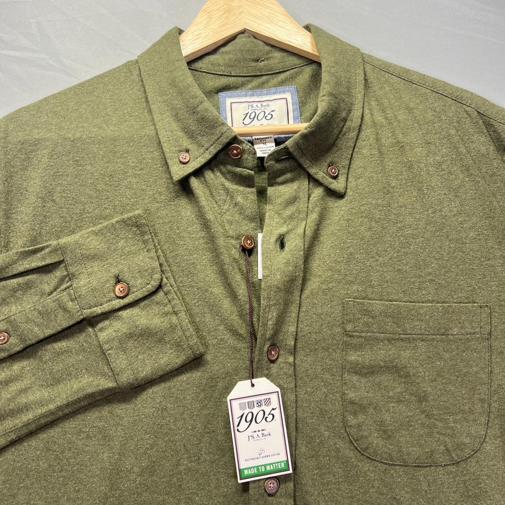 Jos A Bank Shirt Mens Medium Green Button Down Long Sleeve Soft Tailored Fit NWT